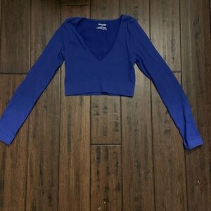 Royal Blue Long Sleeve Crop Top